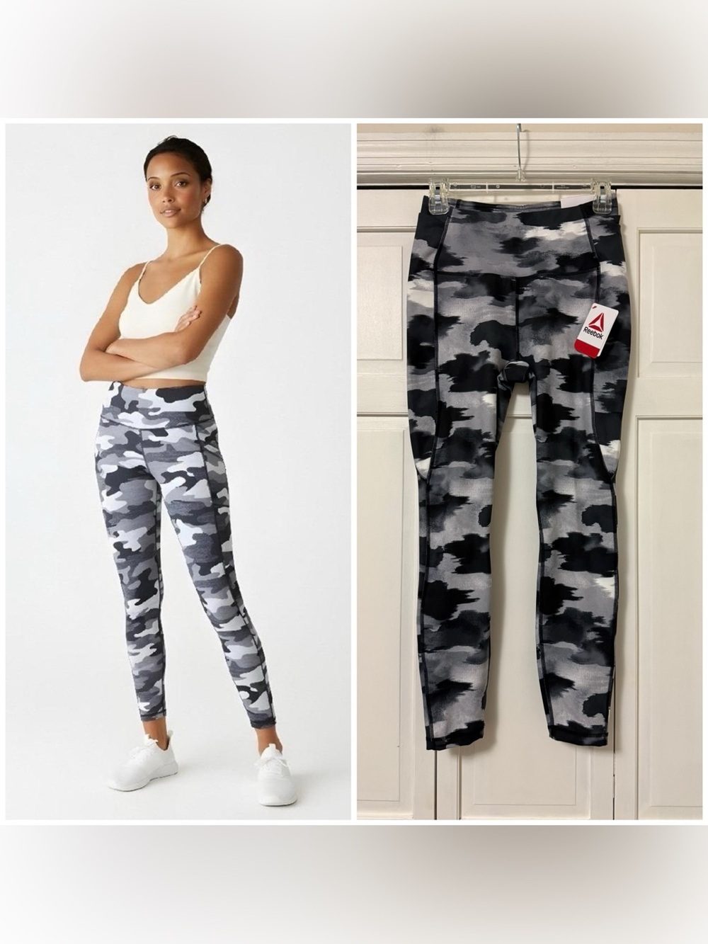 NWT Reebok Womens Precision High Rise Camo 7/8 Length Athletic Leggings Small